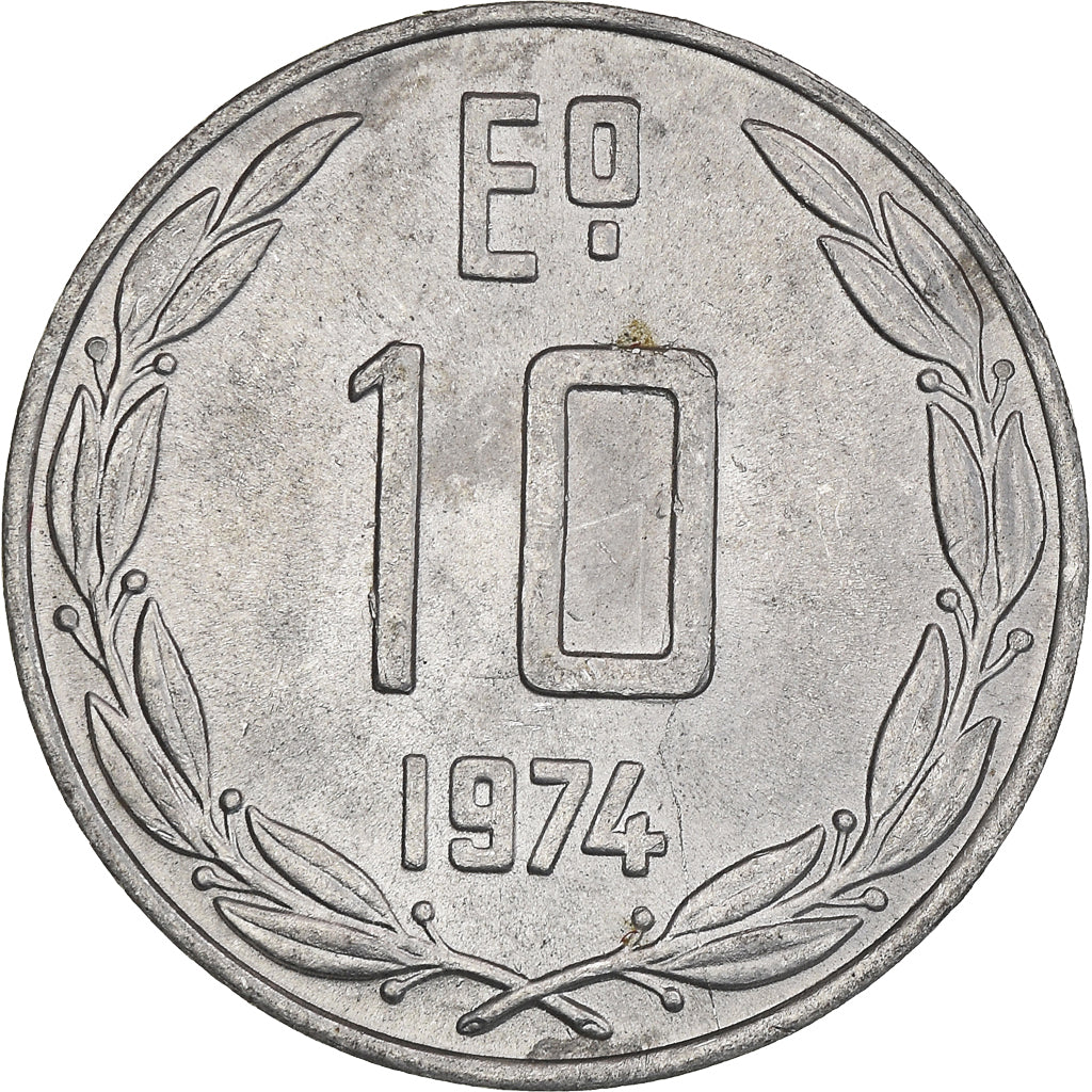 Coin, Chile, 10 Escudos, 1974, AU(55-58), Aluminum, KM:200