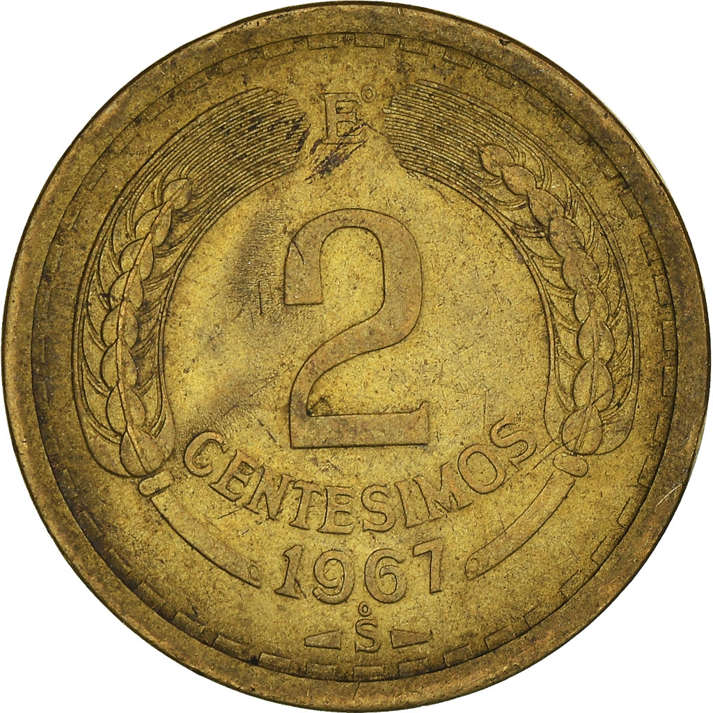 Moneta, Chile, 2 Centesimos, 1967, Santiago, EF(40-45), Aluminium-Brąz, KM:193
