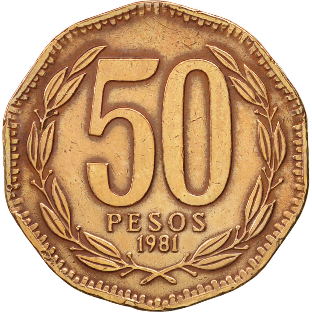 Münze, Chile, 50 Pesos, 1981, SS, Aluminum-Bronze, KM:219.1