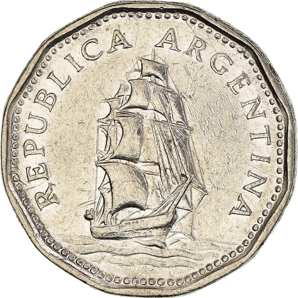 Coin, Argentina, 5 Pesos, 1966, EF(40-45), Nickel Clad Steel, KM:59
