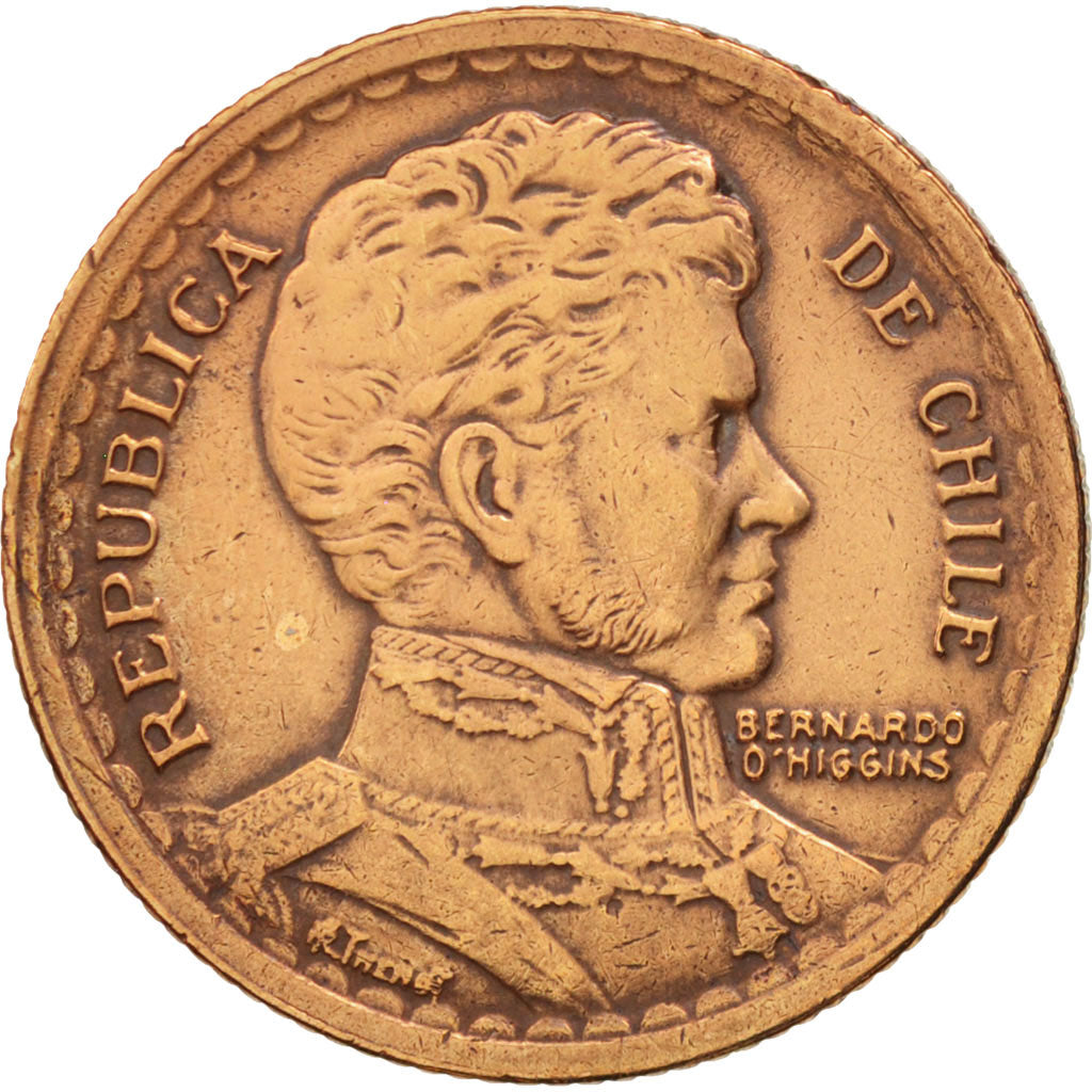 Cile, Peso, 1953, BB, Rame, KM:179