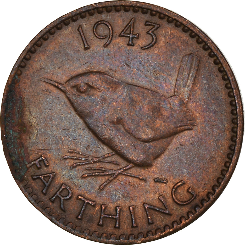 Coin, Great Britain, George VI, Farthing, 1943, VF(30-35), Bronze, KM:843