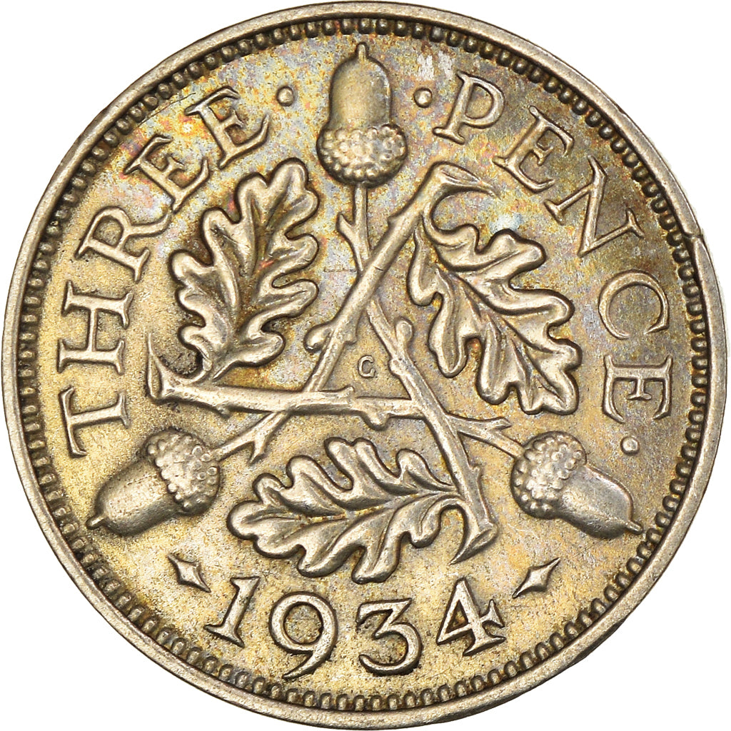 Coin, Great Britain, George V, 3 Pence, 1934, AU(50-53), Silver, KM:831