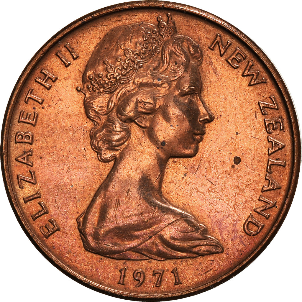 Coin, New Zealand, Elizabeth II, 2 Cents, 1971, EF(40-45), Bronze, KM:32.1