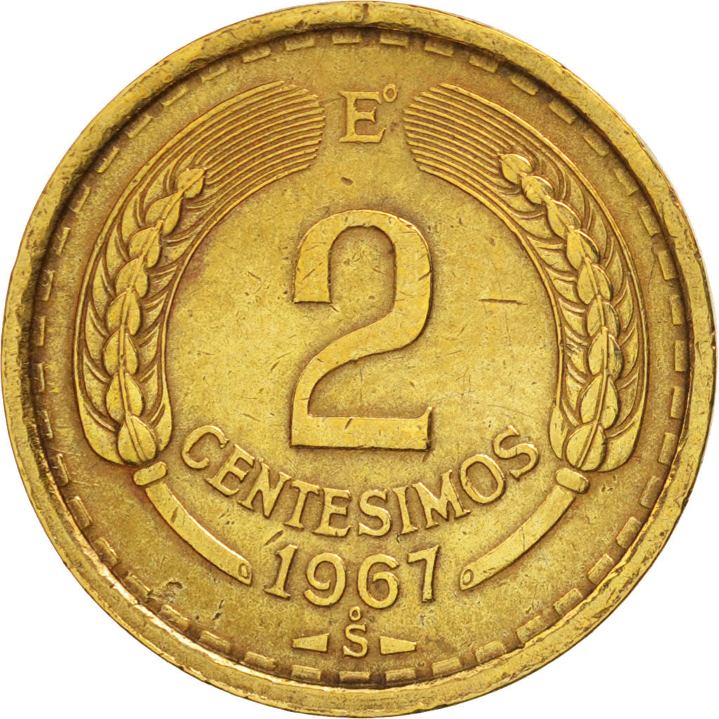 Chile, 2 Centesimos, 1967, EF(40-45), Aluminum-Bronze, KM:193