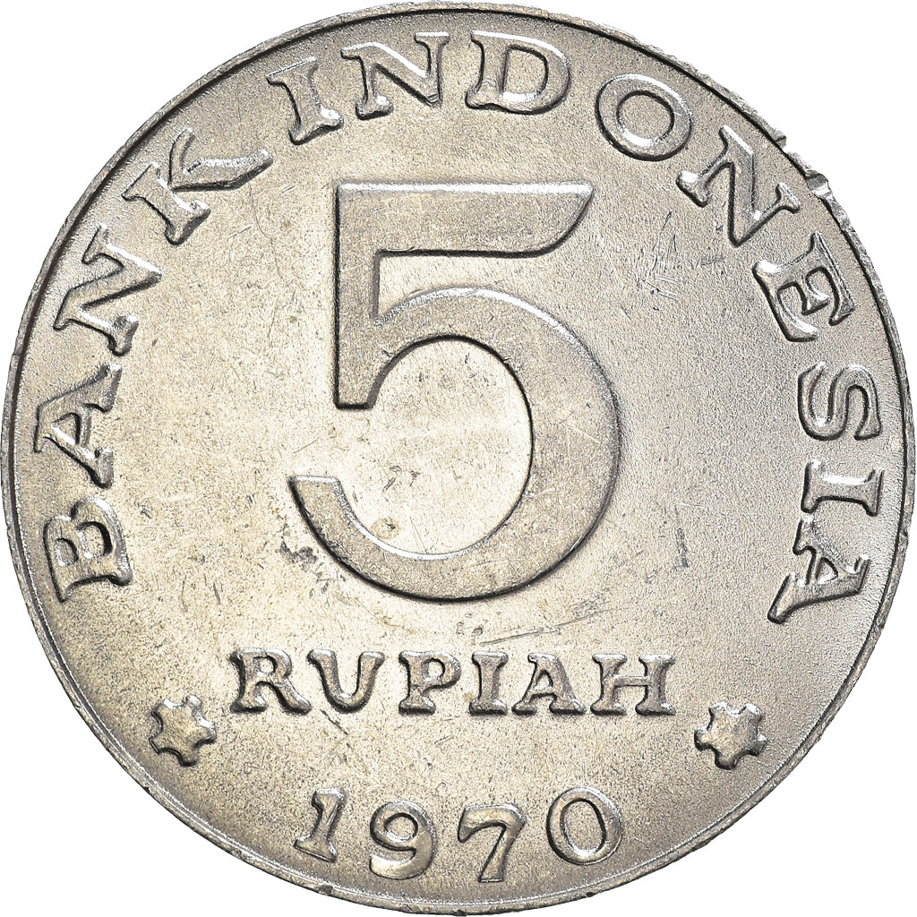 Monnaie, Indonésie, 5 Rupiah, 1970, TTB+, Aluminium, KM:22