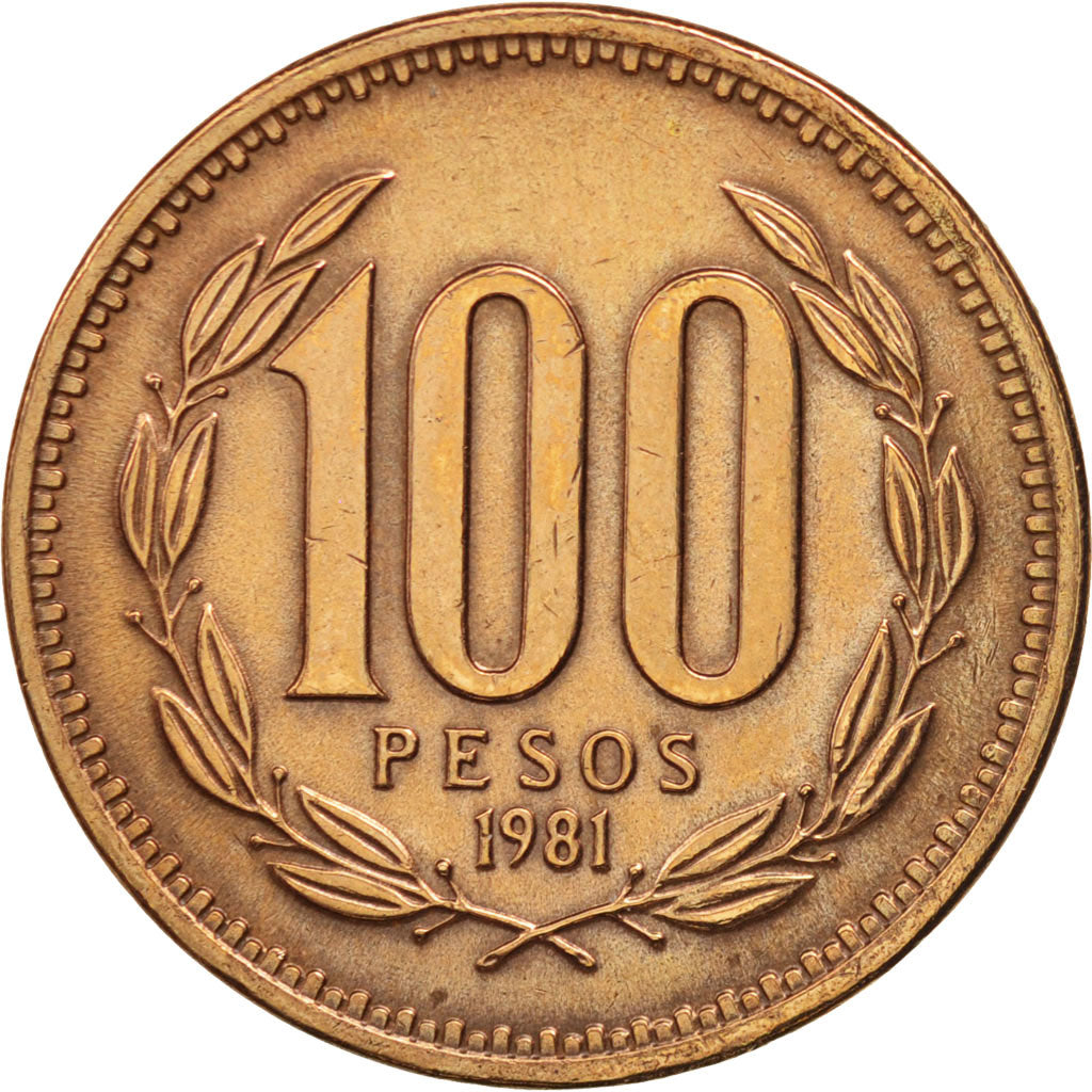 Munten, Chili, 100 Pesos, 1981, Santiago, ZF, Aluminum-Bronze, KM:226.1
