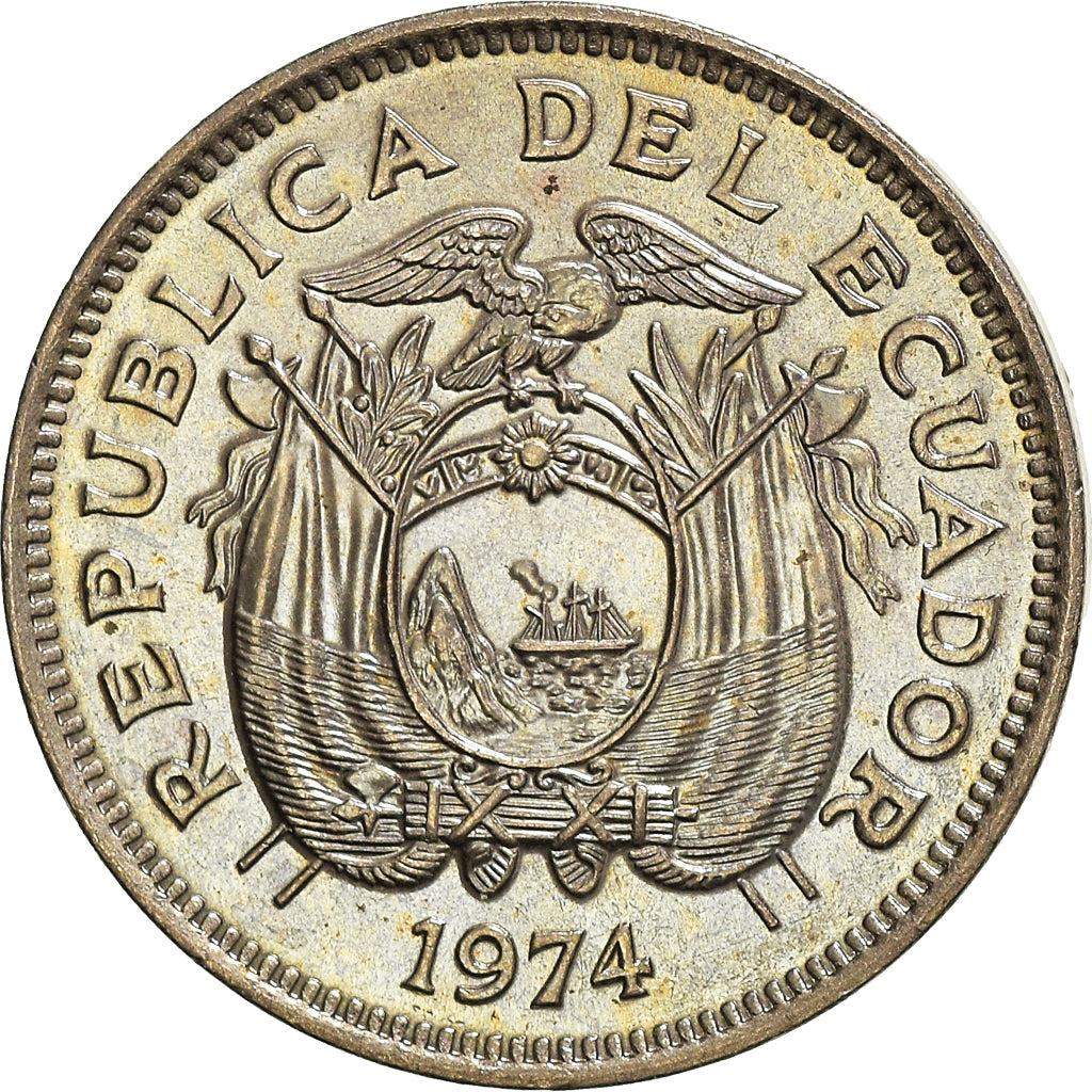 Coin, Ecuador, 20 Centavos, 1974, MS(63), Copper-nickel, KM:77.2