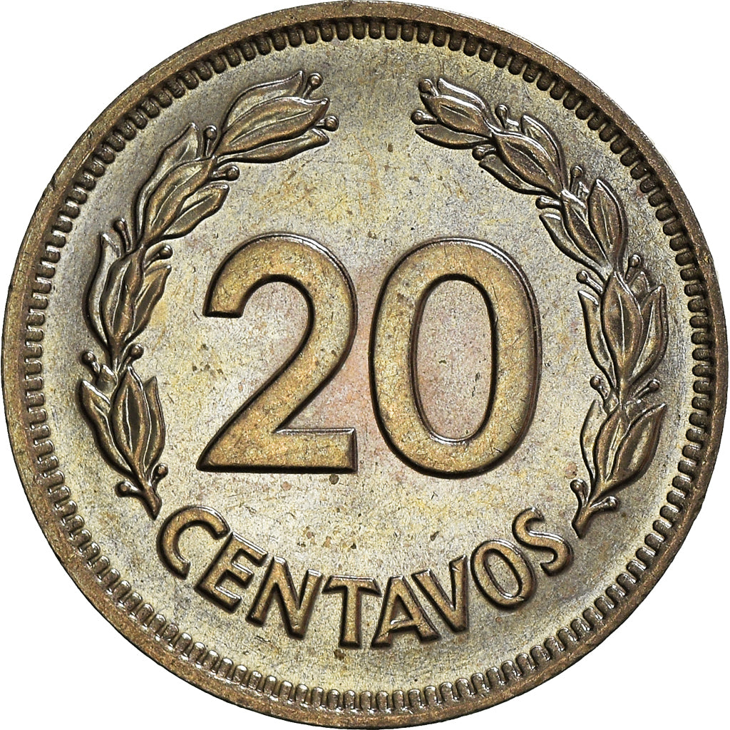 Coin, Ecuador, 20 Centavos, 1974, MS(63), Copper-nickel, KM:77.2