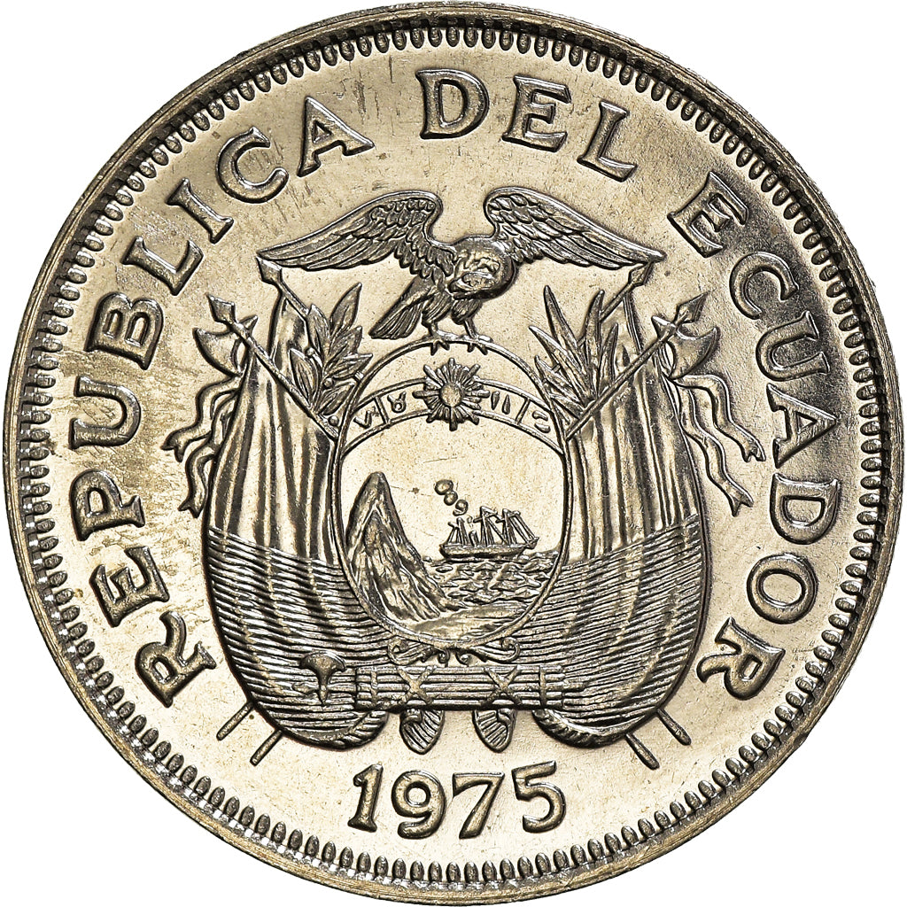 Moneda, Ecuador, Sucre, Un, 1975, SC, Níquel recubierto de acero, KM:83