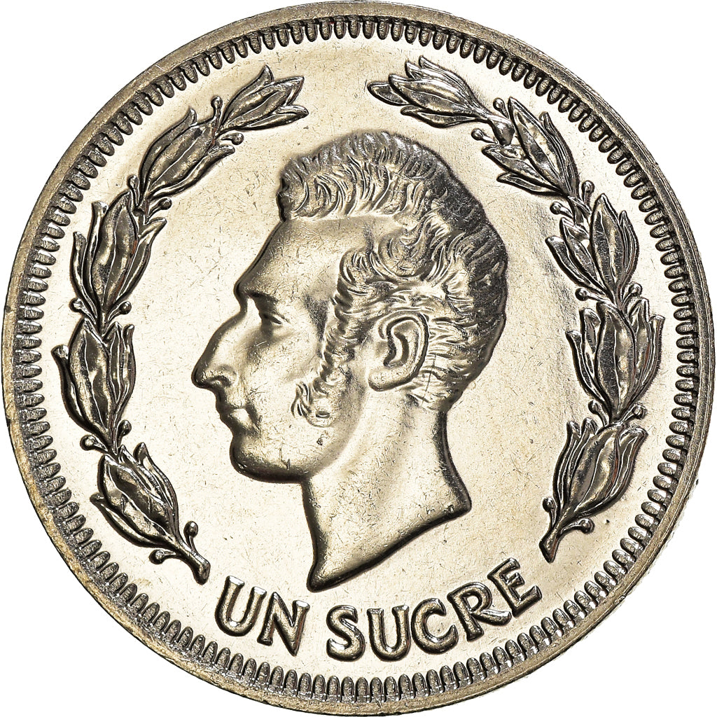 Moneda, Ecuador, Sucre, Un, 1975, SC, Níquel recubierto de acero, KM:83