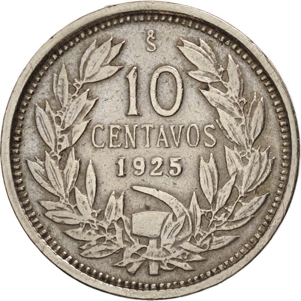 Coin, Chile, 10 Centavos, 1925, EF(40-45), Copper-nickel, KM:166