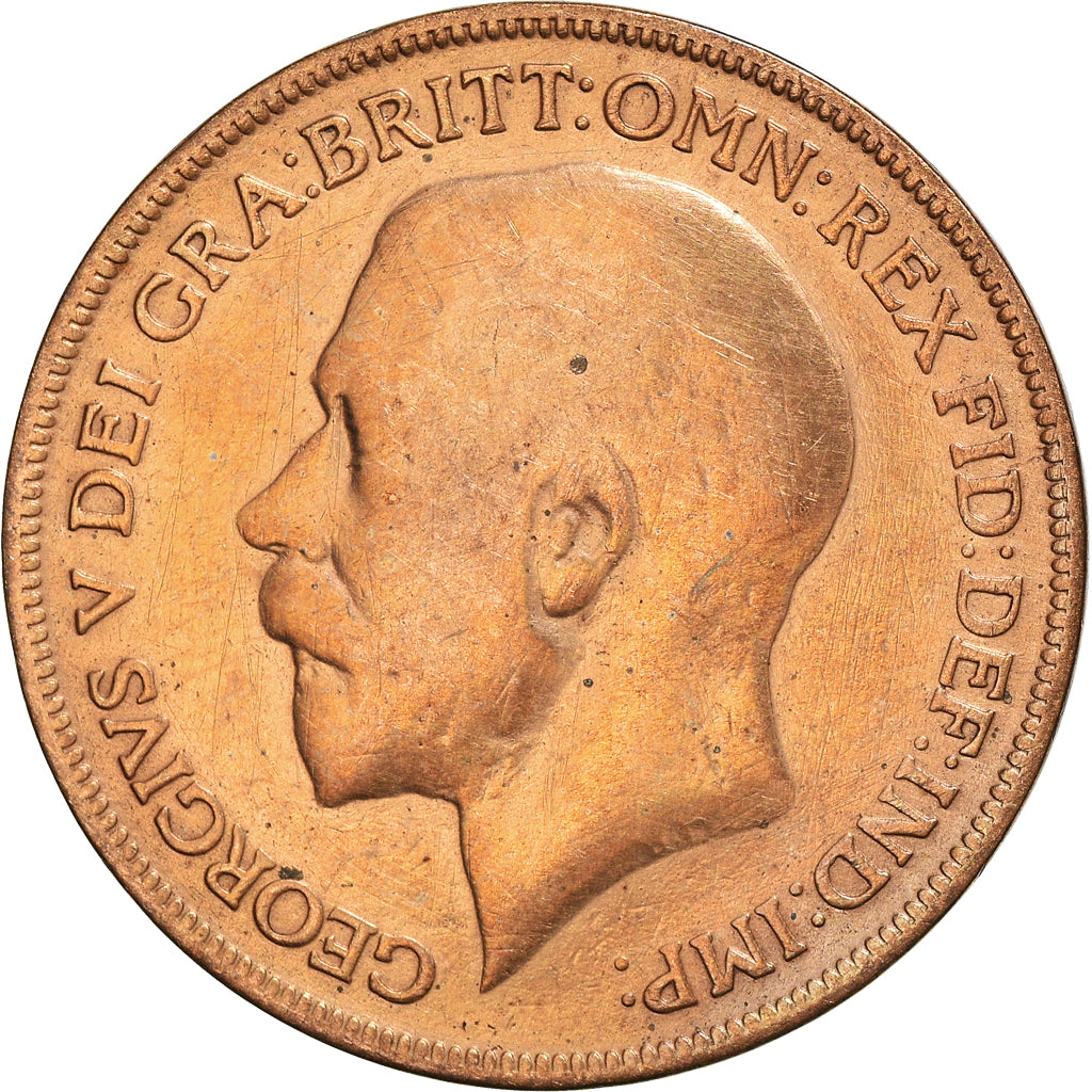 Moneta, Wielka Brytania, George V, Penny, 1917, F(12-15), Brązowy, KM:810