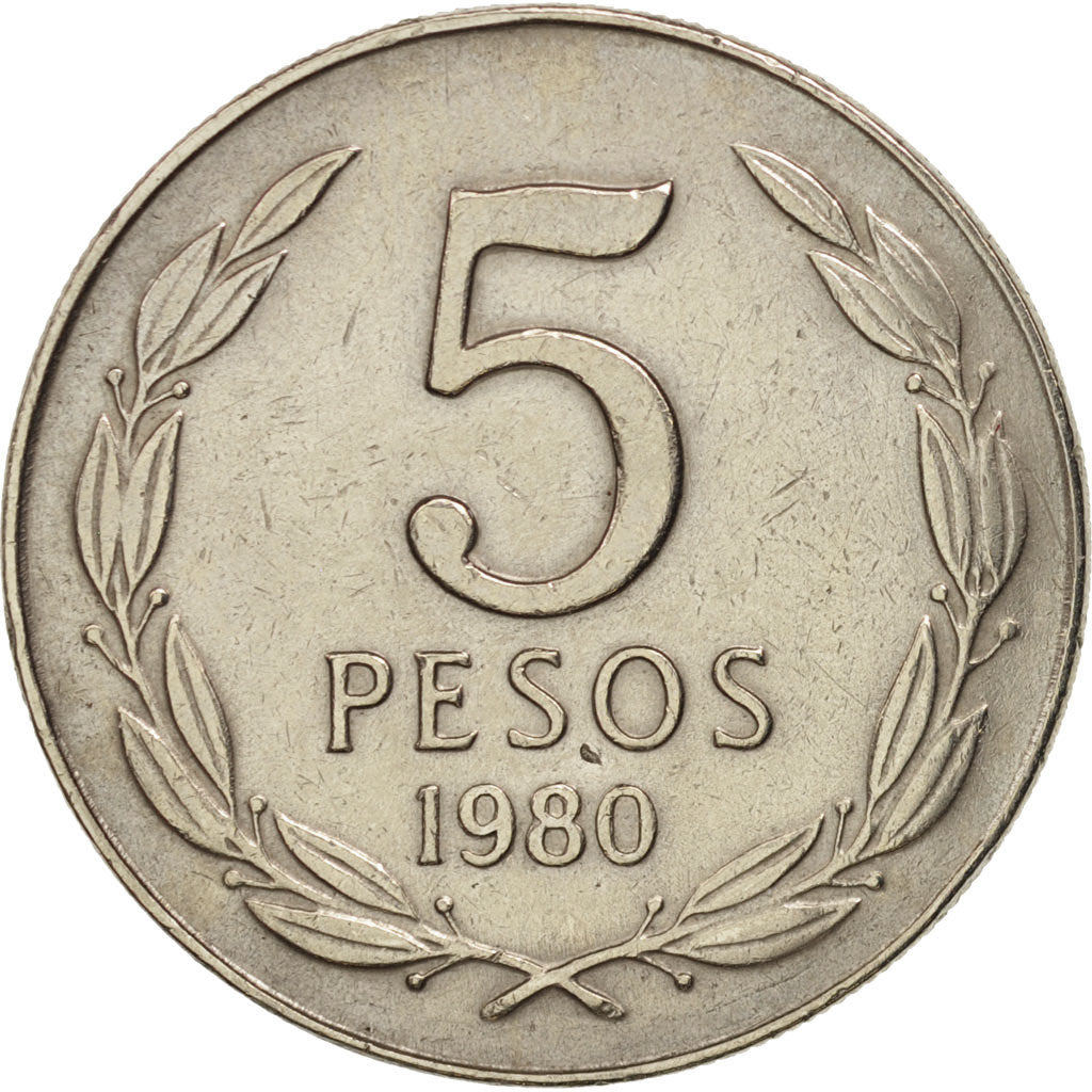 Chile, 5 Pesos, 1980, EF(40-45), Copper-nickel, KM:209
