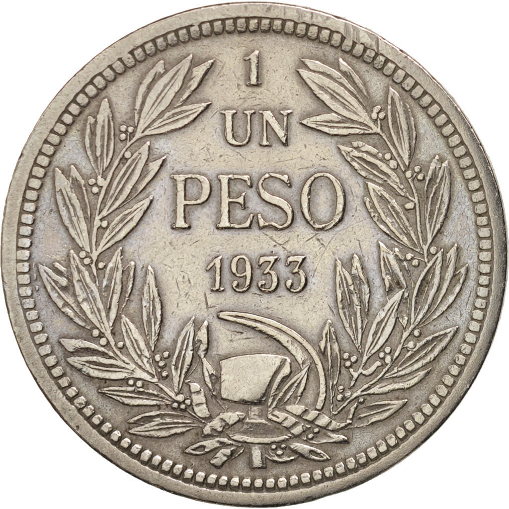 Cile, Peso, 1933, BB, Rame-nichel, KM:176.1