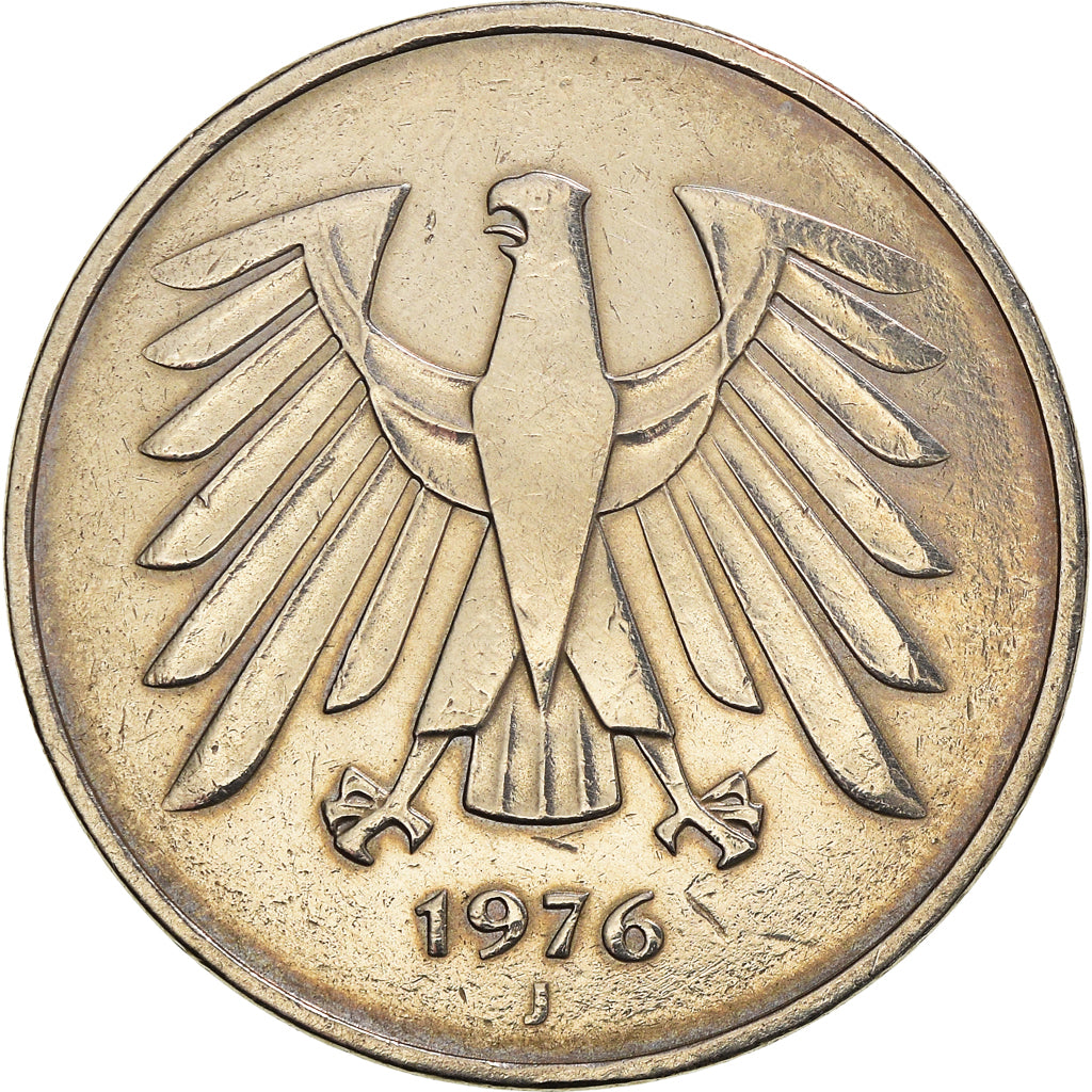 Coin, GERMANY - FEDERAL REPUBLIC, 5 Mark, 1976, Hamburg, EF(40-45)