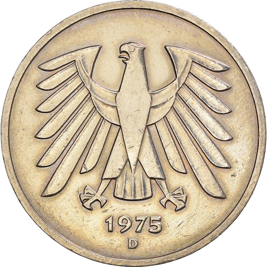 Monnaie, République fédérale allemande, 5 Mark, 1975, Munich, TTB
