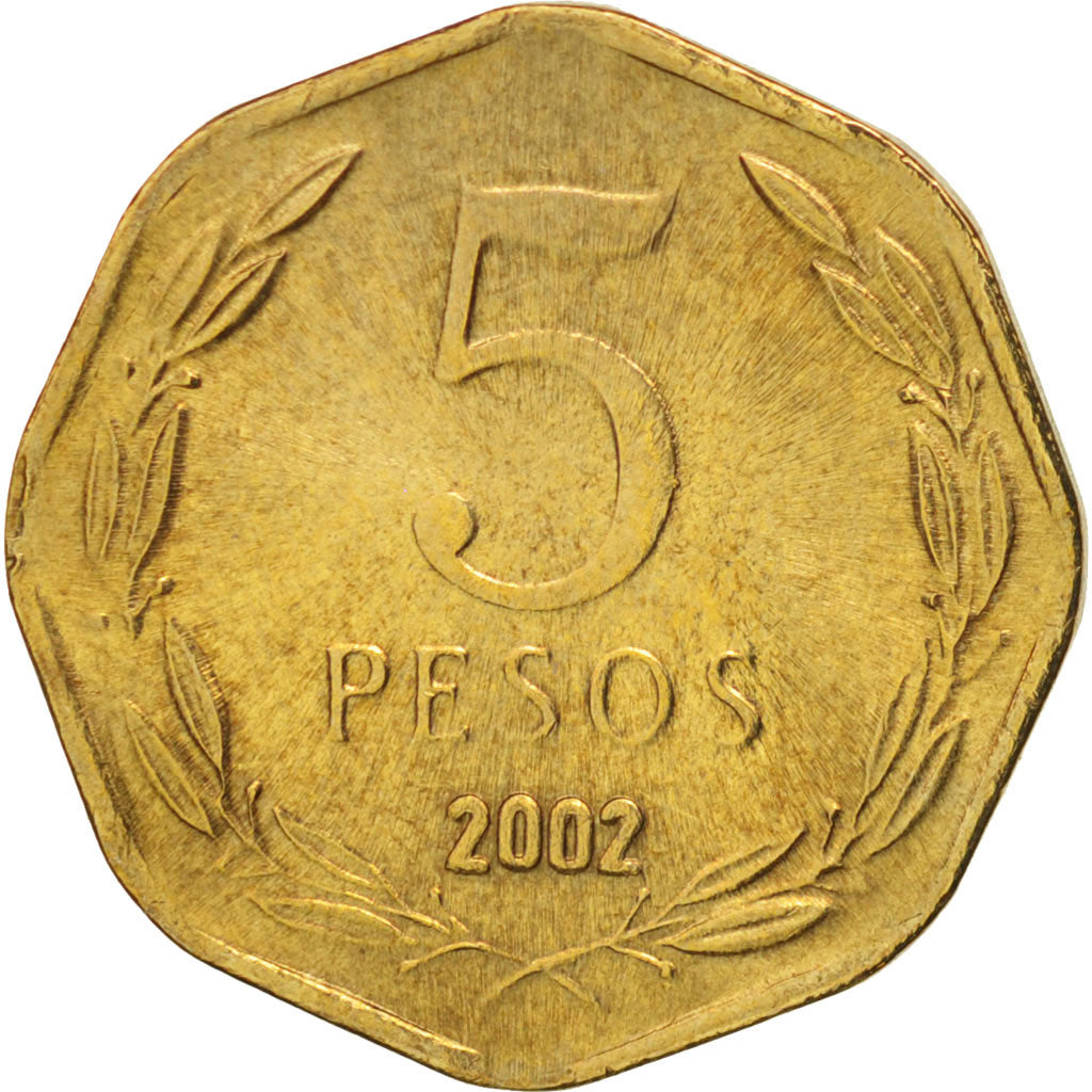 Moneta, Cile, 5 Pesos, 2002, Santiago, SPL, Alluminio-bronzo, KM:232