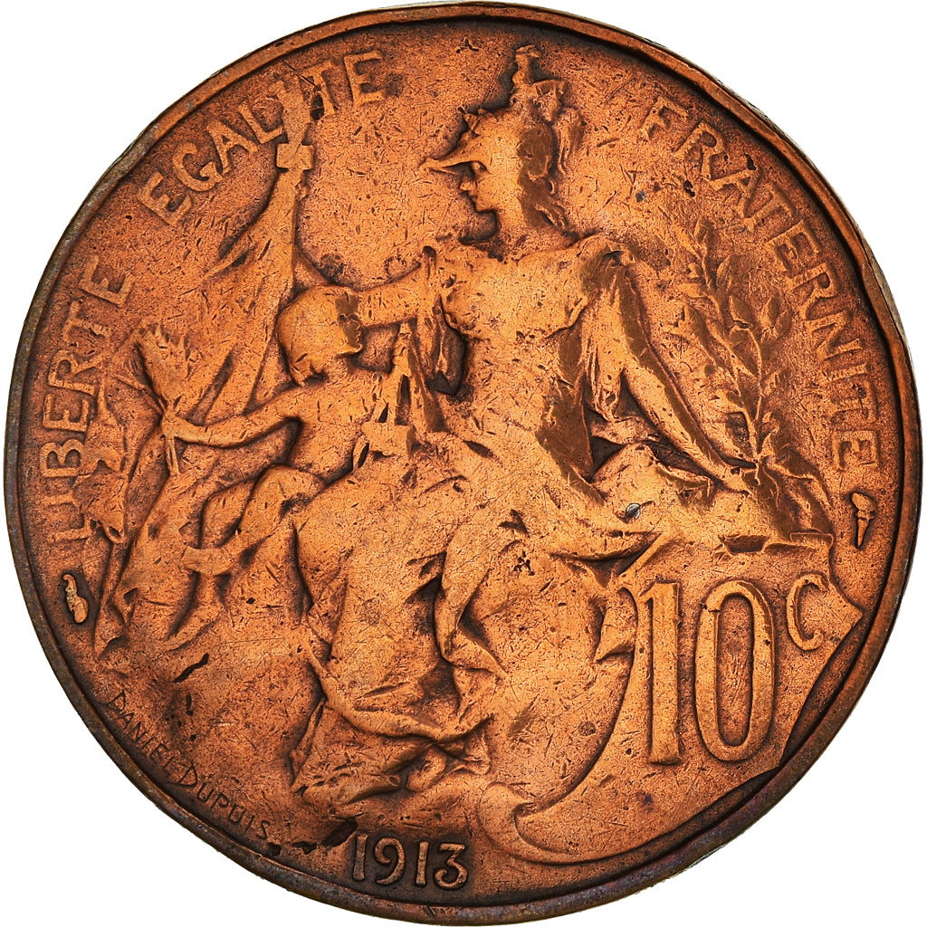 Coin, France, Dupuis, 10 Centimes, 1913, Paris, F(12-15), Bronze, KM:843