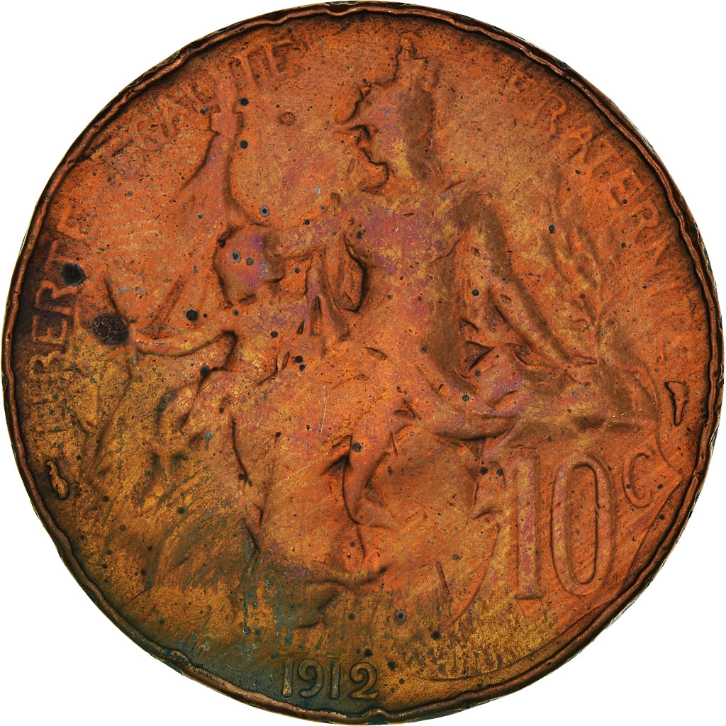 Moeda, França, Dupuis, 10 Centimes, 1912, Paris, F(12-15), Bronze, KM:843