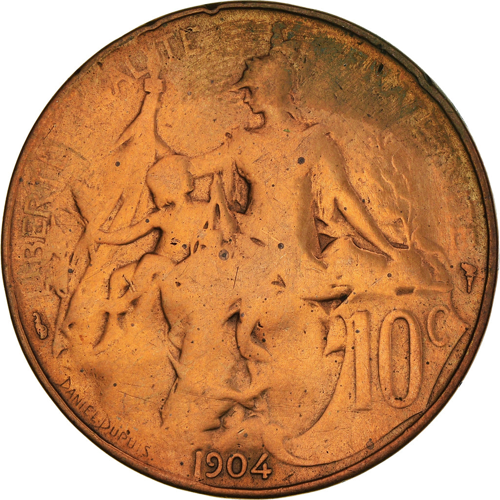 Moneta, Francja, Dupuis, 10 Centimes, 1904, Paris, F(12-15), Brązowy, KM:843