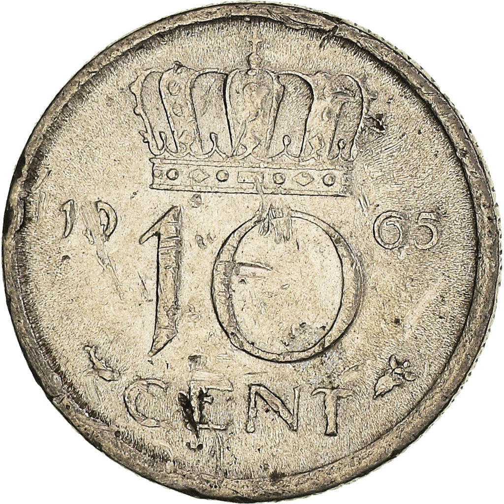 Moneta, Paesi Bassi, Juliana, 10 Cents, 1965, BB, Nichel, KM:182