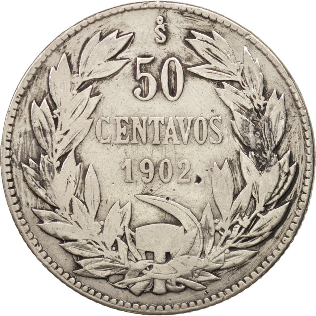 Chile, 50 Centavos, 1902, VF(30-35), Silver, KM:160