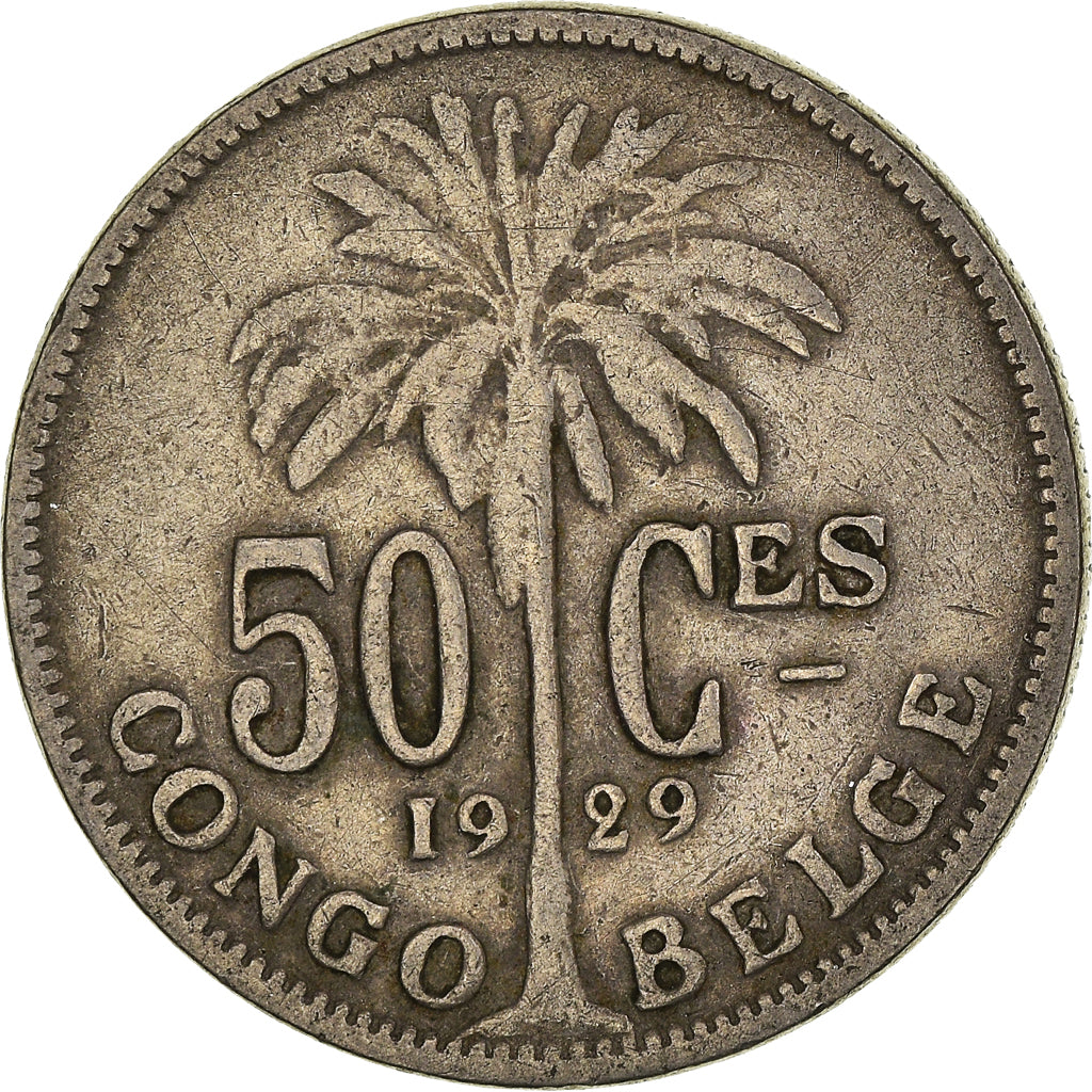 Coin, Belgian Congo, 50 Centimes, 1929, VF(30-35), Copper-nickel, KM:22