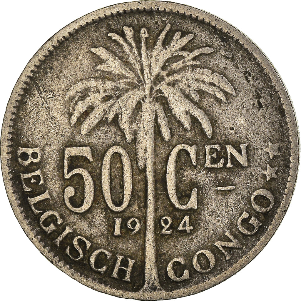 Coin, Belgian Congo, 50 Centimes, 1924, VF(30-35), Copper-nickel, KM:23