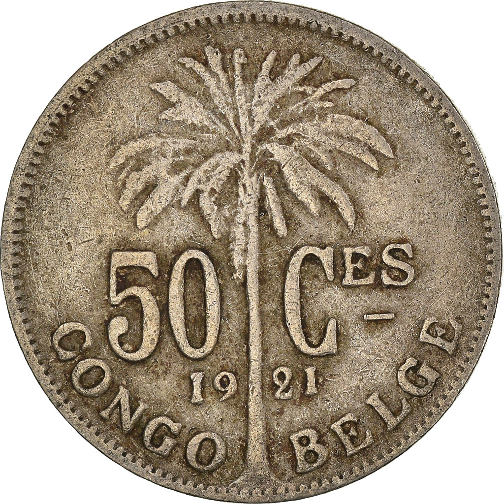 Coin, Belgian Congo, 50 Centimes, 1921, VF(30-35), Copper-nickel, KM:22