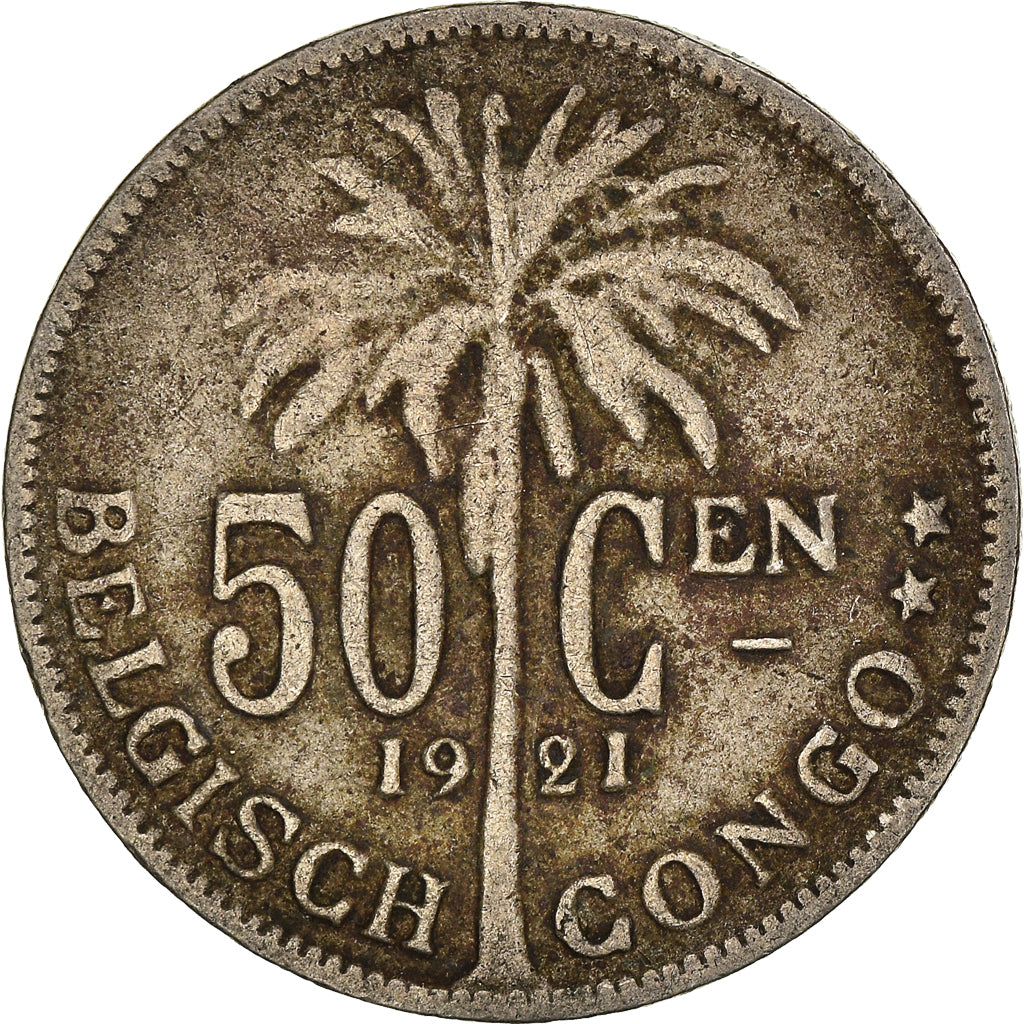 Coin, Belgian Congo, 50 Centimes, 1921, VF(20-25), Copper-nickel, KM:23