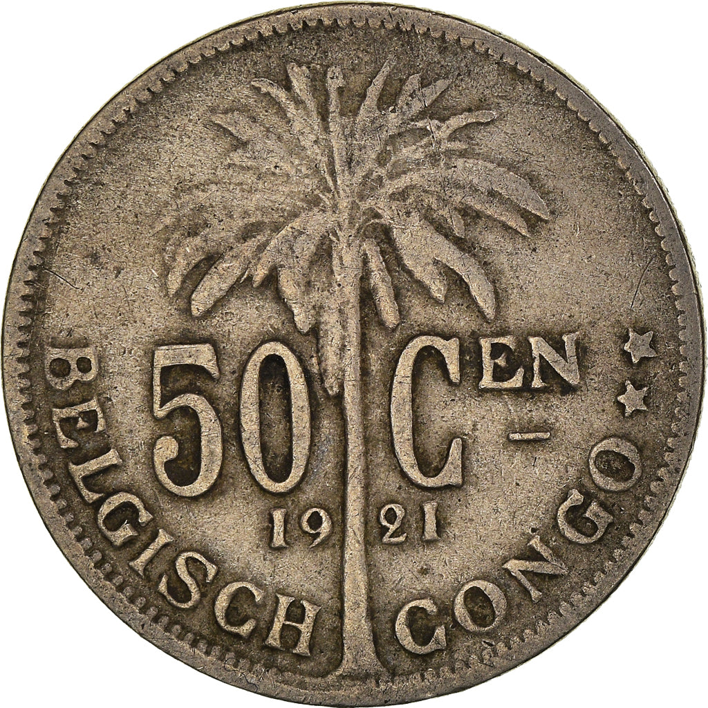 Coin, Belgian Congo, 50 Centimes, 1921, VF(20-25), Copper-nickel, KM:23