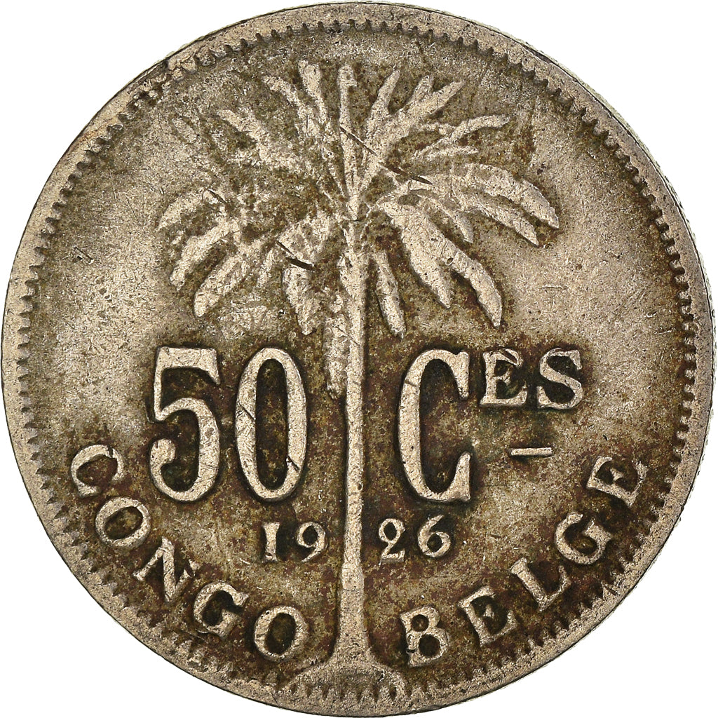 Moneta, Congo belga, 50 Centimes, 1926, MB+, Rame-nichel, KM:22