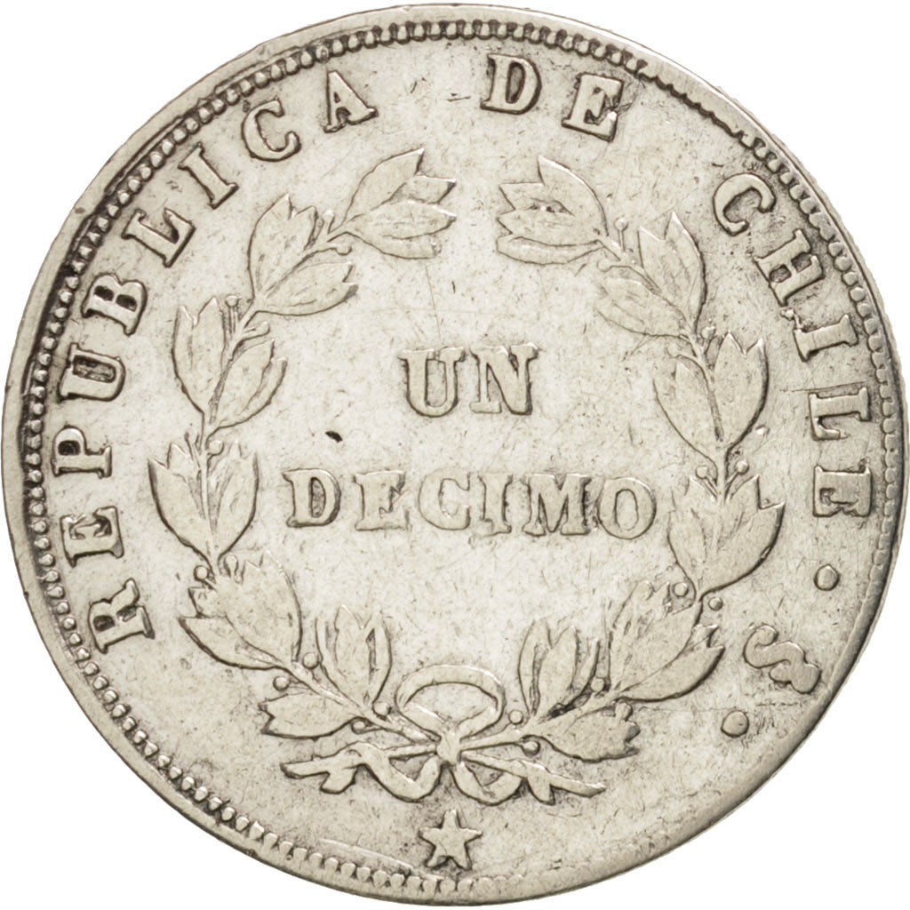 Cile, Decimo, 1860, MB+, Argento, KM:124a