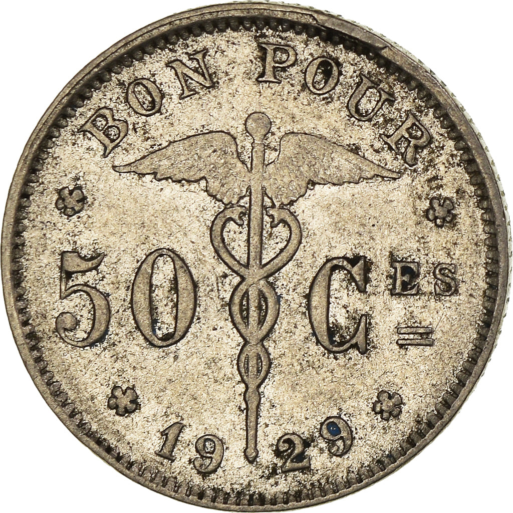Moneta, Belgia, 50 Centimes, 1929, VF(30-35), Nikiel, KM:87