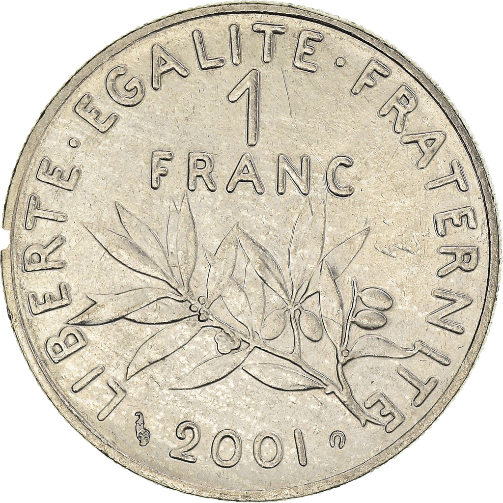 Moneta, Francja, Semeuse, Franc, 2001, AU(55-58), Nikiel, KM:925.2, Gadoury:474