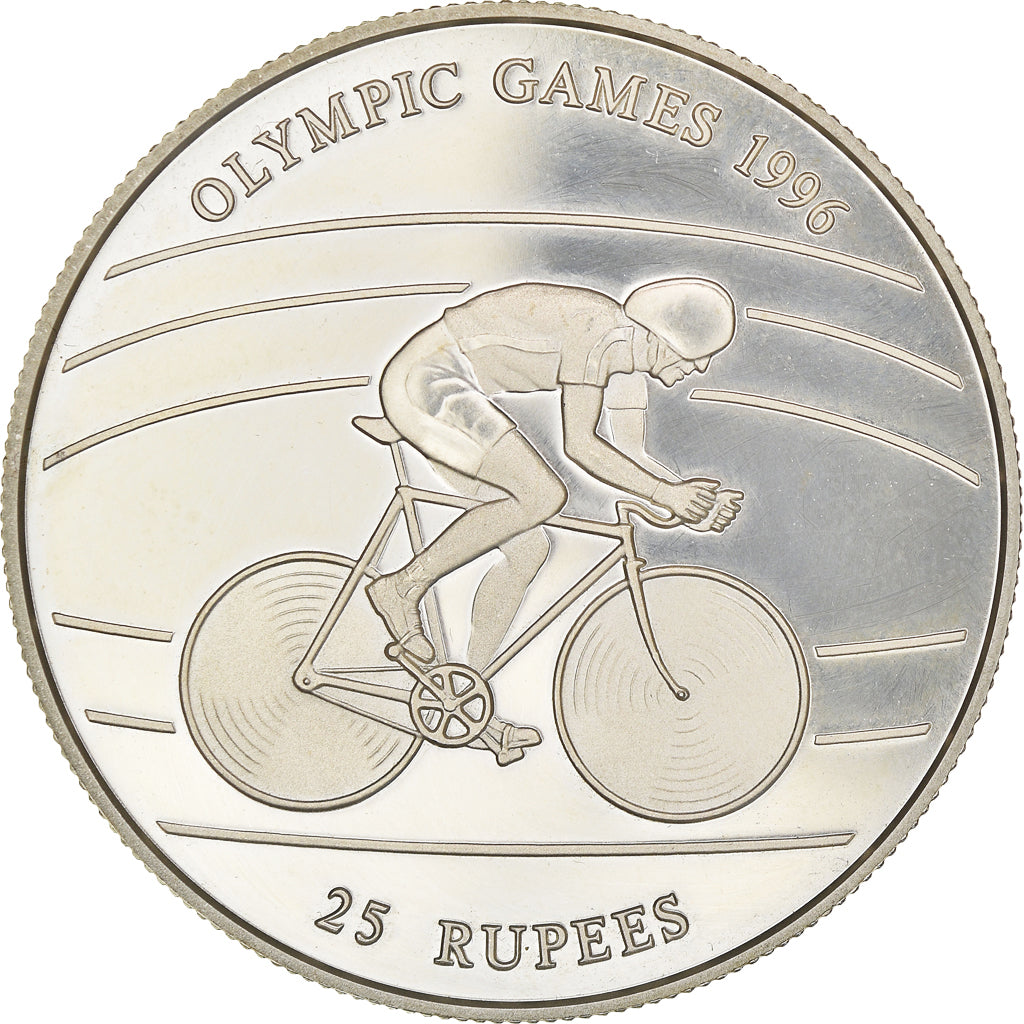 Coin, Seychelles, 25 Rupees, 1995, 1996 Olympic Games.BE, AU(55-58), Silver