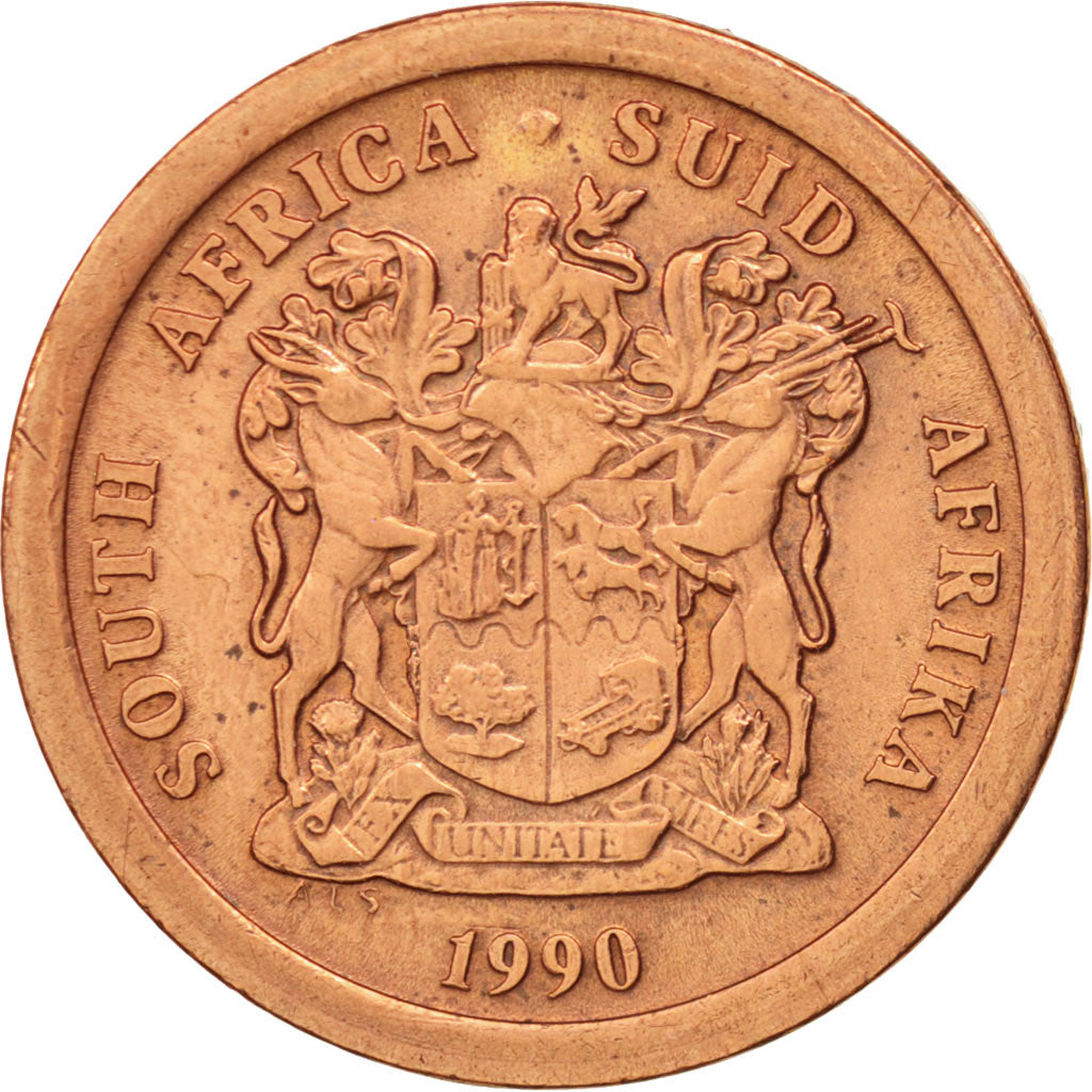 South Africa, 5 Cents, 1990, AU(55-58), Copper Plated Steel, KM:134