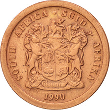 South Africa, 5 Cents, 1990, AU(55-58), Copper Plated Steel, KM:134
