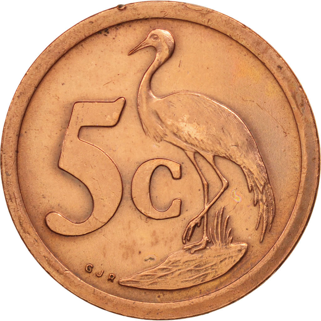 South Africa, 5 Cents, 1990, AU(55-58), Copper Plated Steel, KM:134