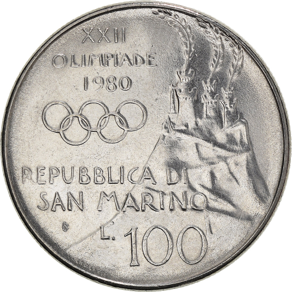 Coin, San Marino, 100 Lire, 1980, Rome, MS(63), Steel, KM:108