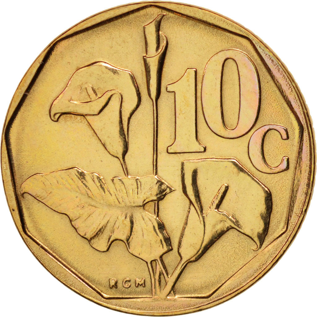 South Africa, 10 Cents, 1991, MS(63), Bronze Plated Steel, KM:135