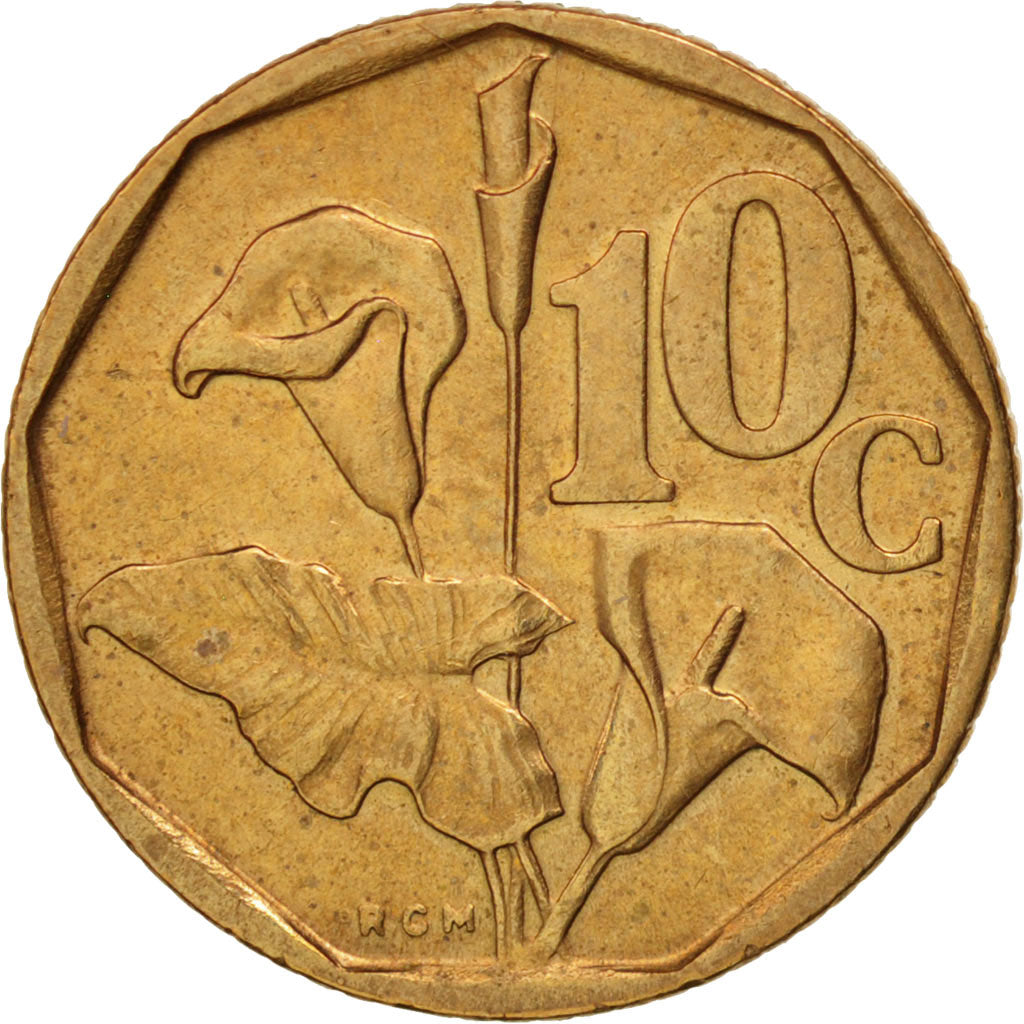 Coin, South Africa, 10 Cents, 1993, AU(55-58), Bronze Plated Steel, KM:135