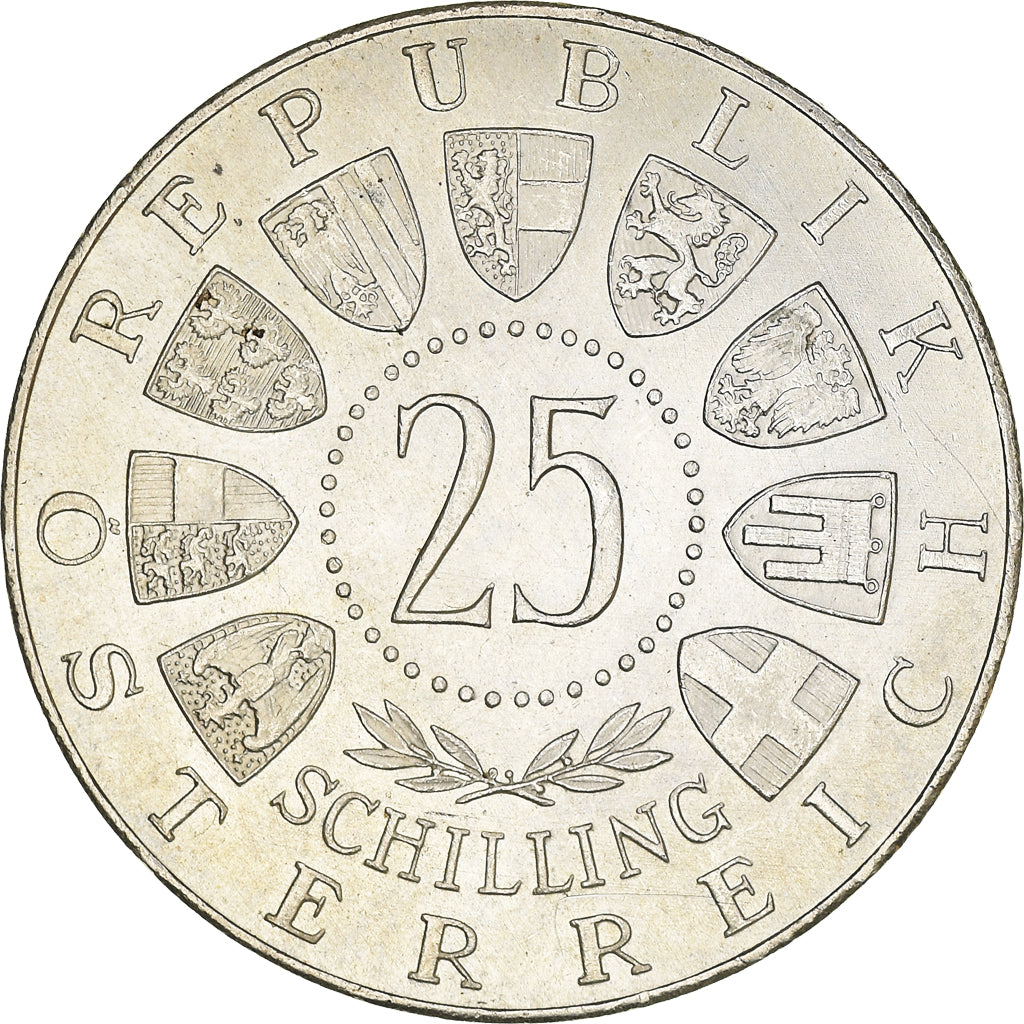 Moneta, Austria, 25 Schilling, 1957, EF(40-45), Srebro, KM:2883