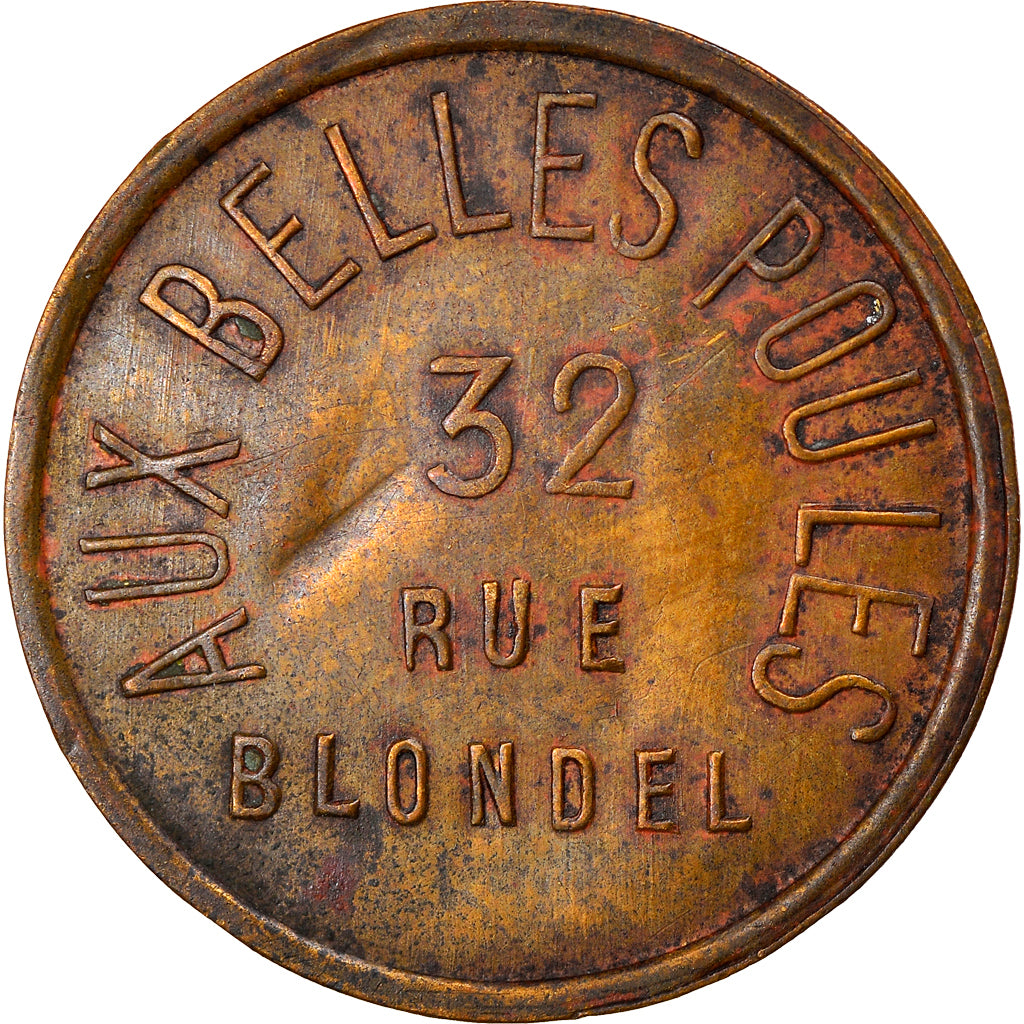 France, Token, Maison close, paris, Aux Belles Poules, 32 Rue Blondel