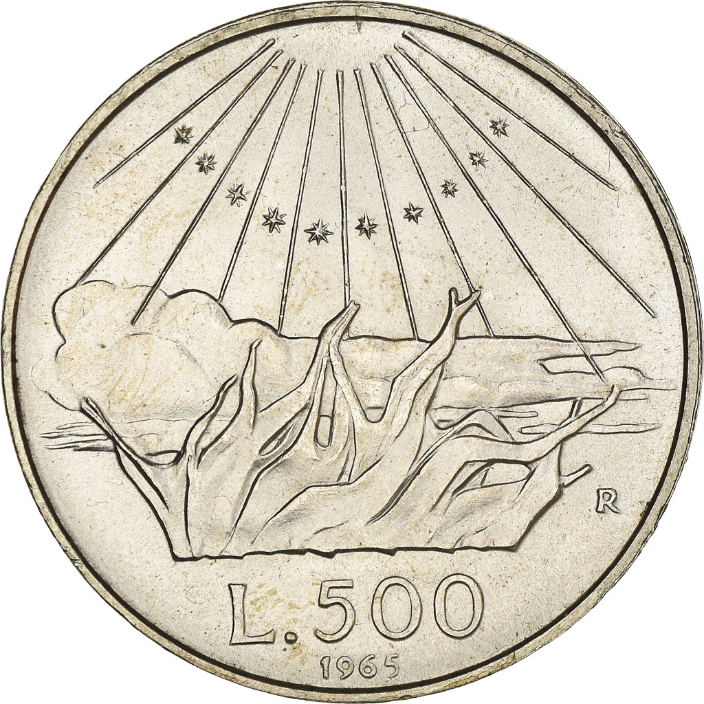 Coin, Italy, 500 Lire, 1965, Rome, MS(63), Silver, KM:100