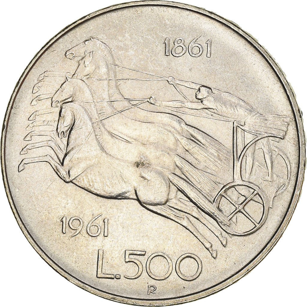Coin, Italy, 500 Lire, 1961, Rome, AU(55-58), Silver, KM:99