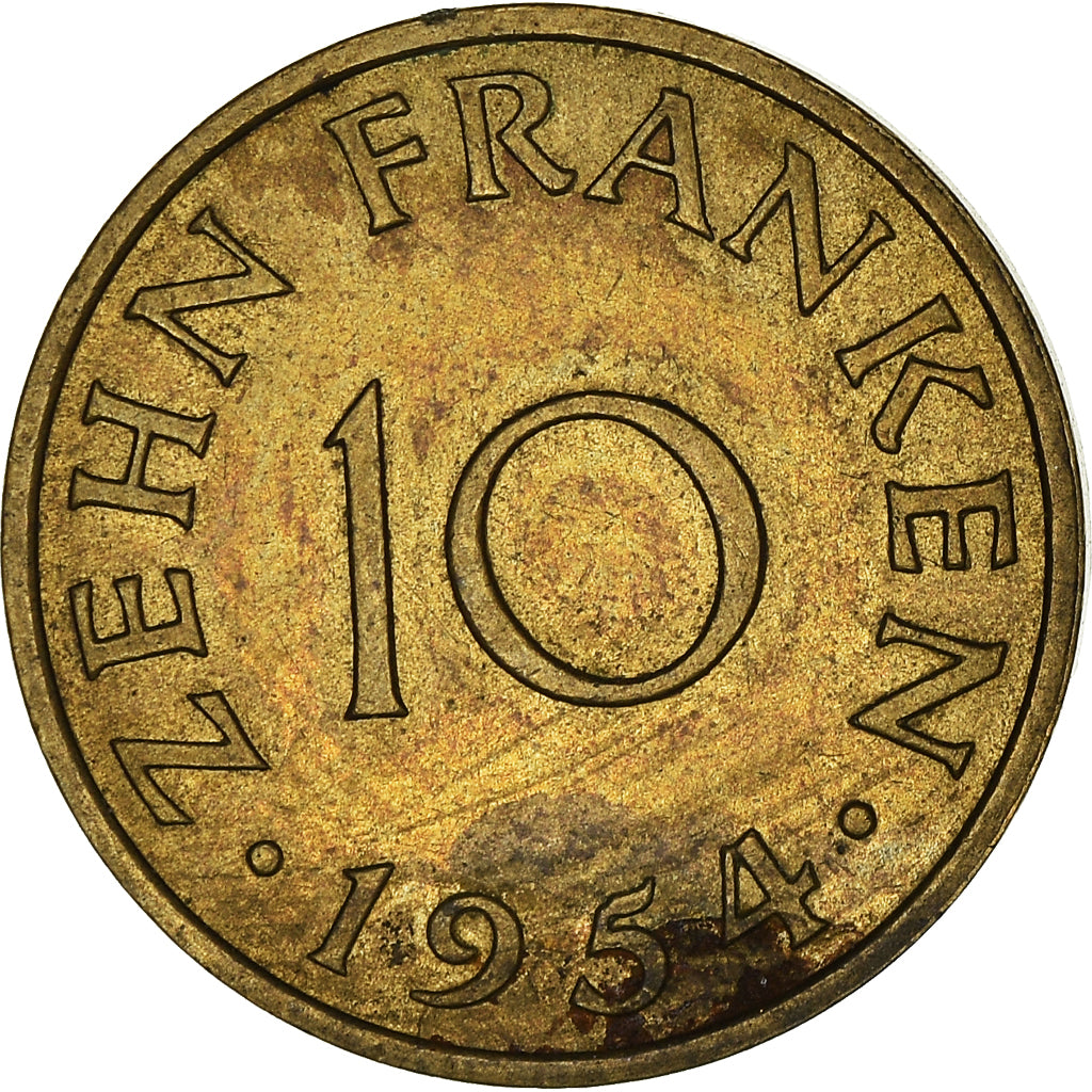 Monnaie, Saare, 10 Franken, 1954, Paris, TB+, Bronze-Aluminium, KM:1