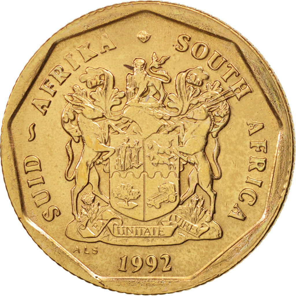 Coin, South Africa, 50 Cents, 1992, Pretoria, AU(55-58), Bronze Plated Steel