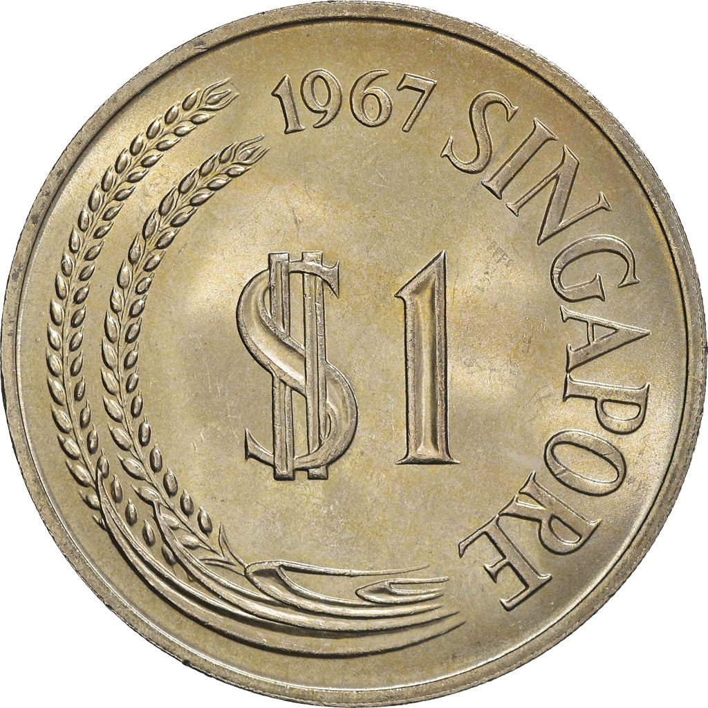 Coin, Singapore, Dollar, 1967, Singapore Mint, AU(55-58), Copper-nickel, KM:6